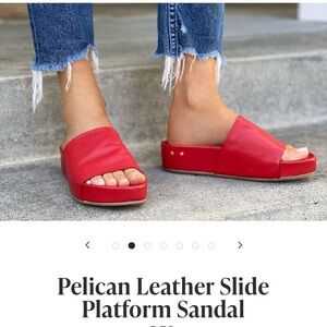 Beek Red Leather Pelican Platform Sandals / Slides size 8